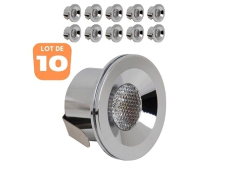 Conjunto de 10 Mini Pontos de Led Construídos -In 3W 4200K Chrome HOROZ ELECTRIC