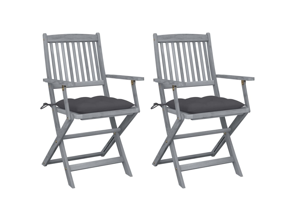 Cadeiras Exterior Dobráveis C/ Almofadões 2 Pcs Acácia Maciça Dkd Home Decor