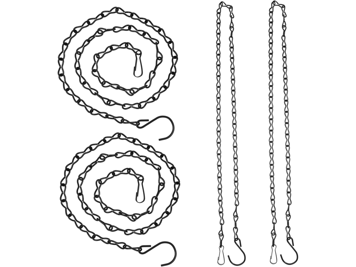 Inoomp Kit de 4 Correntes Pretas para Pendurar, Feitas de Metal Robusto, Longas Es Às Intempéries, Ideais para CHABERLU