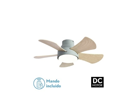 Ventilador 25W Dc Gregarious Green 5 Lâminas Rev. Branco/Faia 6 Velocidades 3000-4000-6000K 82D Remoto Memória e Timer FABRILAMP