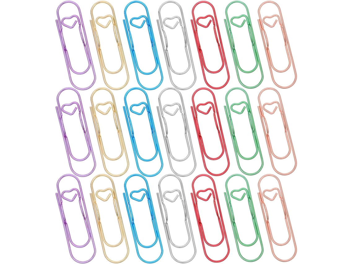 Organizador de latas de metal com 70 peças, clipes de papel coloridos para cadernos e agendas, porta-lápis resistente.