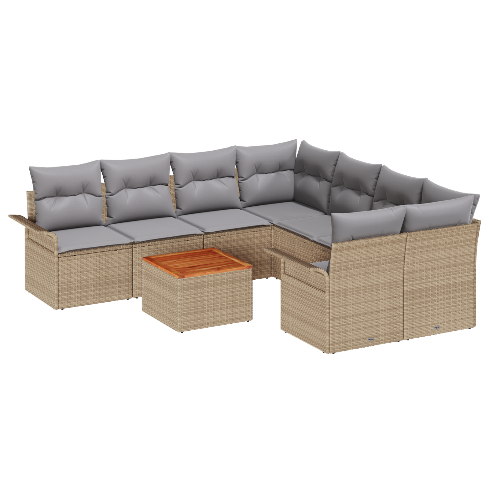 Conjunto 9 Conjunto De Sofá De Jardim Vidaxl Bege Vime Pe (242,5 X 234 X 69 Cm)