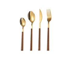 4 Peças De Garfo, Faca E Colher Em Aço Inoxidável Conjunto De Utensílios De Mesa Dourado
