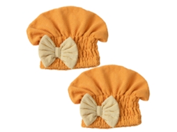 Pacote com 2 Toucas de Banho com Laço para Mulheres Touca para Secar Cabelo de Lã Coral Laranja