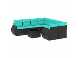 Conjunto de Sofá de Jardim, 5 Peças, Almofadas, Rattan Preto MAISON EXCLUSIVE
