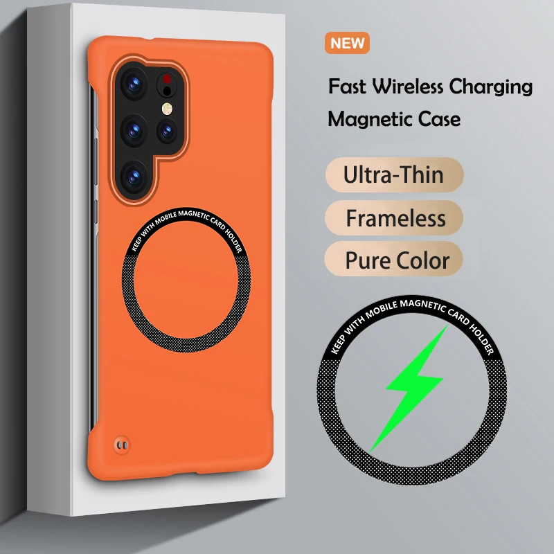 (laranja, Galaxy S26) Capa Magnética Para Celular Sem Moldura, Design Ultrafino Em Cor Sólida, Compatível Com Magsafe.