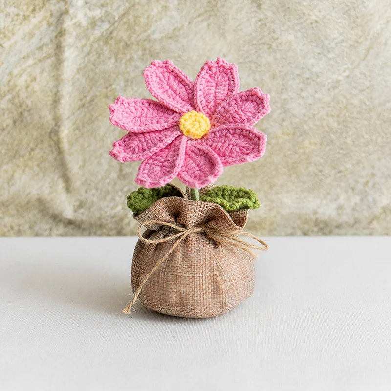 Plantas Fofas Em Vasos De Crochê Com Flores