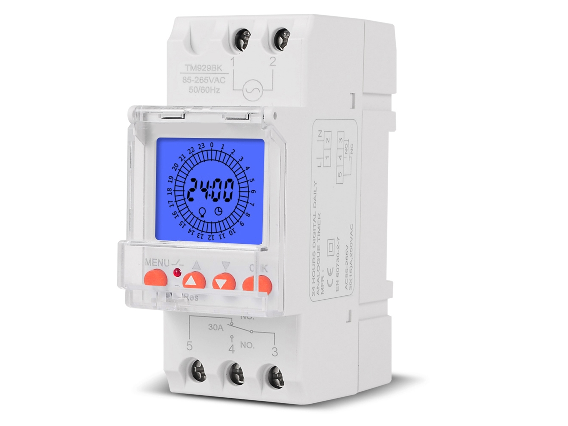 Temporizador inteligente digital com LCD, controle de 24 horas, intervalo de 15 minutos, 85-265V