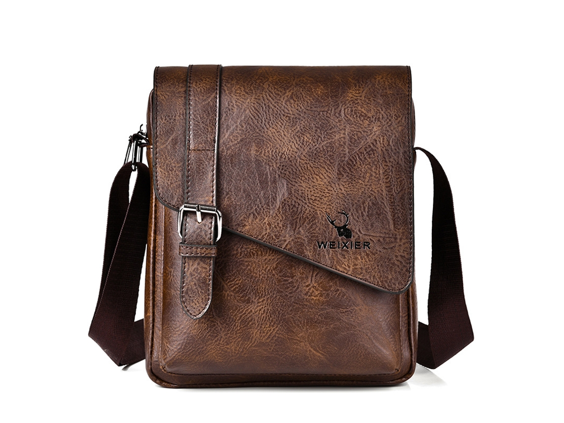 Bolsa Transversal Masculina Retro Casual, Bolsa Grande, Castanho Escuro Tommy01