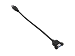 Cabo De Extensão Usb3.0 Masculino Para Feminino 0,3 M, Preto, Com Parafusos Luz Dourada