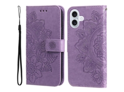 Capa Para Iphone 17 Em Couro Com Estampa De Sete Flores Em Relevo.