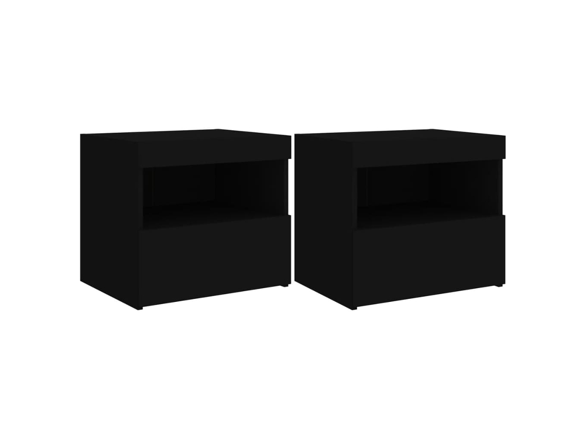 Bedside Cabinet, Bedside Cabinets Vidaxl Preto Madeira Processada (n/a)