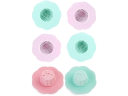 2026 protector de Desagüe de Silicona Floral 6 Peças para Lavabo, Cazacabellos Anti obstrução Reutilizável
