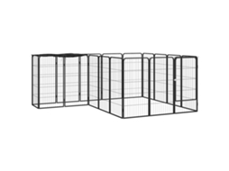 Vidaxl Parque P/ Cães C/ 18 Painéis 50x100 Cm Aço Revestido A Pó Preto