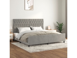 Vidaxl Estrutura De Cama Sem Colchão 200x200 Cm Veludo Cinzento-claro