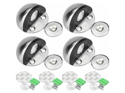 Topes de puerta magnéticos, acero inoxidable, con tornillos y adhesivo, 3m, protección puerta y pared | S/MARCA