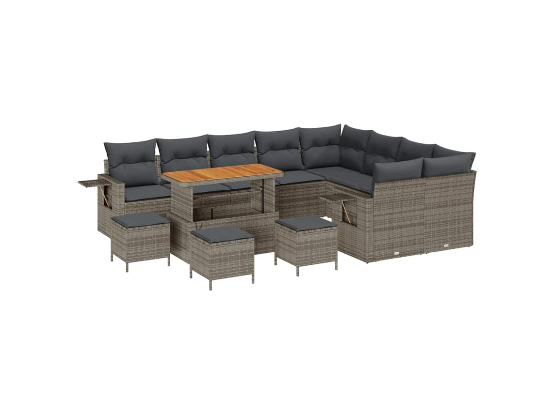 Maison Exclusive - Conjunto De Sofá De Jardim Com Almofada 13 Pcs Cinzeto Vime Pe