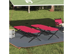 Vidaxl Cama De Camping Dobrável 2 Unid. Vermelho 210 X 80 X 46 Cm