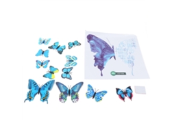 Decalque de Parede Borboleta Azul, Decorativo, PVC, para Sala e Quarto, Kit com 12 Adesivos S/MARCA