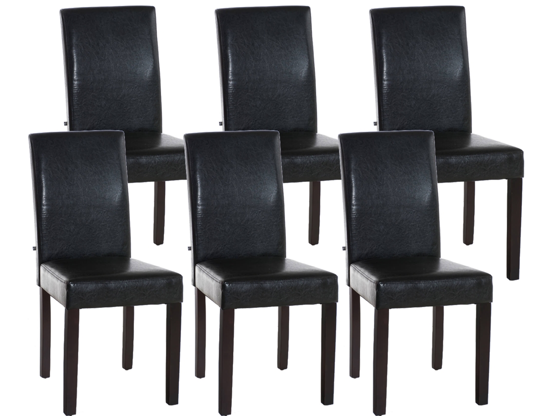 Conjunto de 6 cadeiras de sala de jantar em imitação de pele Ina marrom/marrom escuro CLP