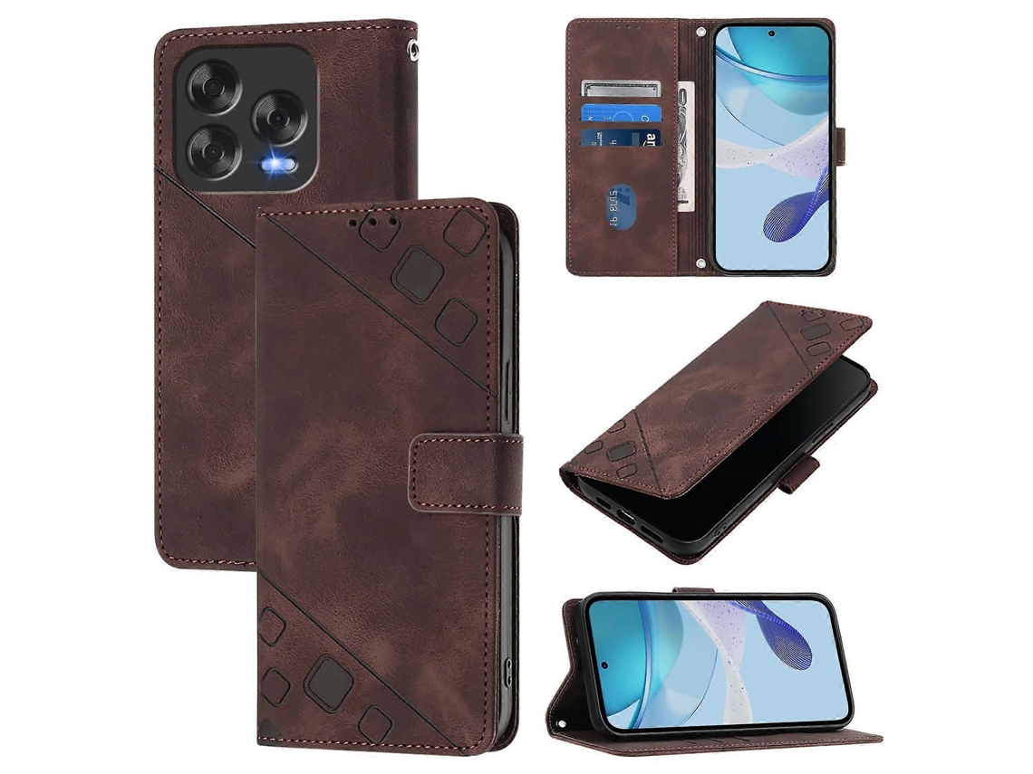 Capa De Celular De Couro Com Relevo Skin Feel