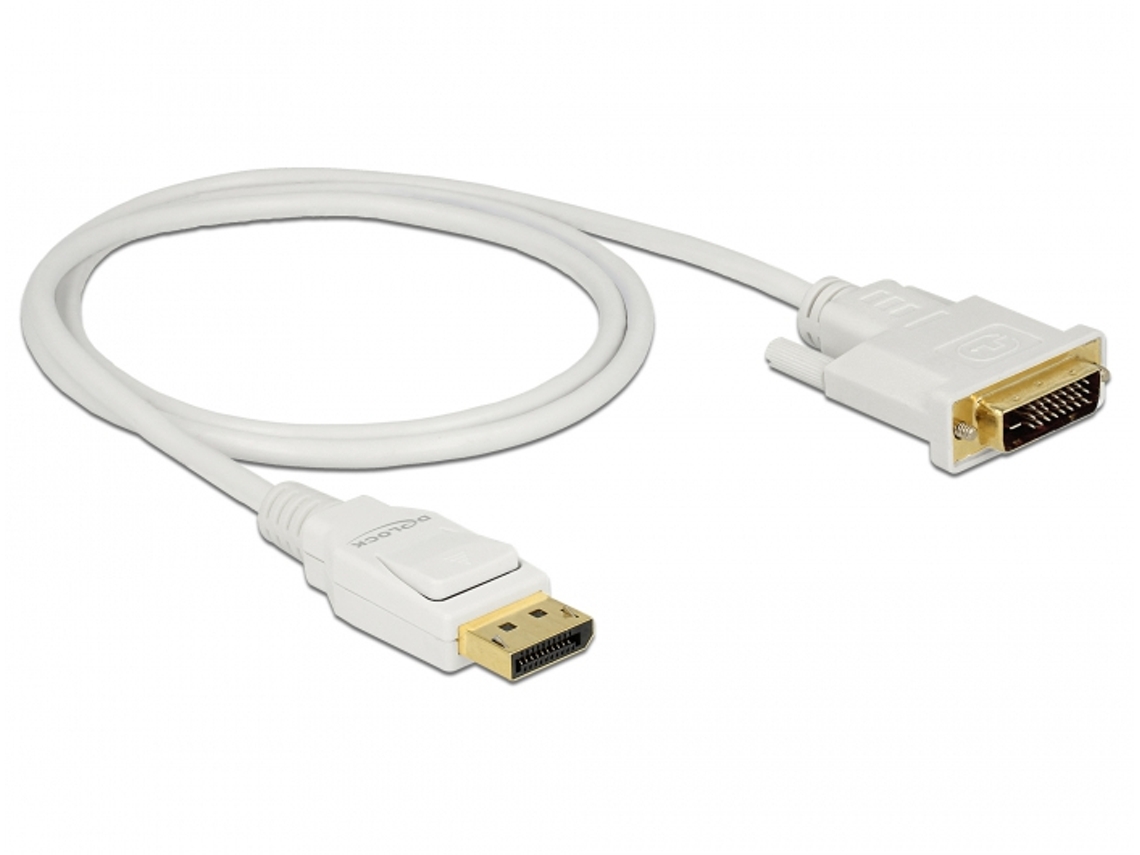Cabo DisplayPort DVI DELOCK 83813 (Branco - 1m)