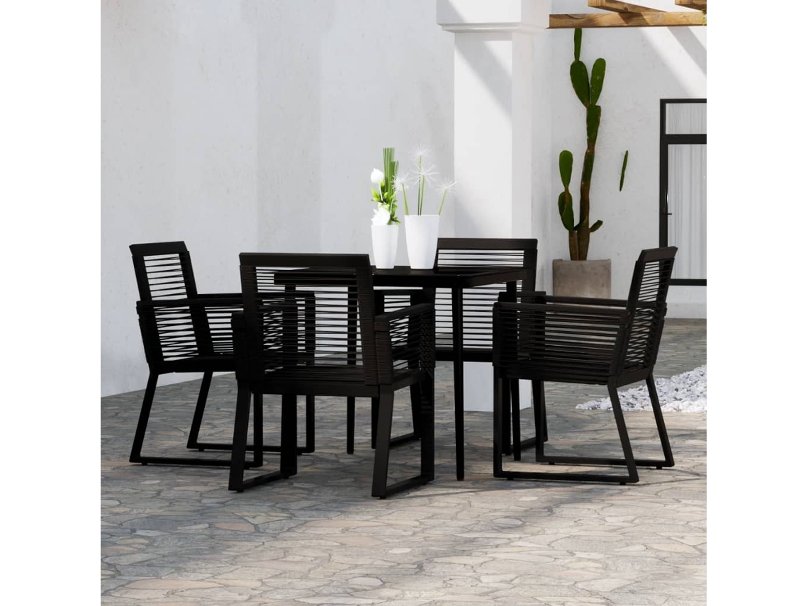 Vidaxl 5 Pcs Conjunto De Jantar Para Jardim Preto