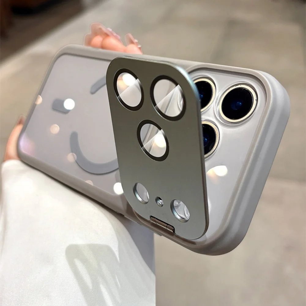 Capa Protetora Com Suporte Para Lente Flip (cinza) Para Iphone 17 Pro Max, Magnética