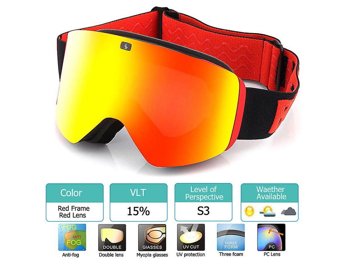 Óculos de esqui com lente polarizada de camada dupla magnética, proteção UV400 contra quedas, ideais para esqui e snowboard, óculos de esqui para uso doméstico e feminino.