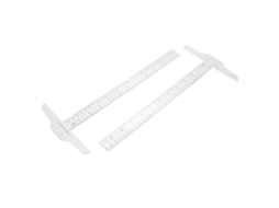 Régua Toyvian em formato T, 30 cm, plástico branco, com escalas transparentes em centímetros, conjunto de 2 peças.