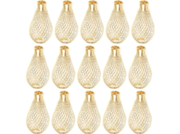 Conjunto de 30 Lâmpadas Decorativas em Formato de Gaiola de Metal Vazada para Uso Interno e Externo. SFUSHOS