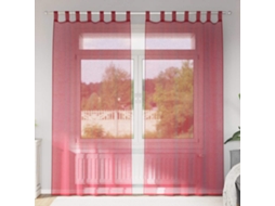 Vidaxl Cortinas De Voile Com Bolsos Para Varão 2 Pcs Vermelho Tinto