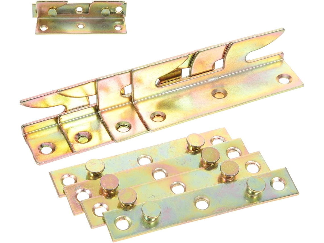 Suportes De Metal Para Cabeceira Cama, Dobradiças De 10cm 4 Polegadas, 8 Peças, Ferragens Resistentes Para Laterais De