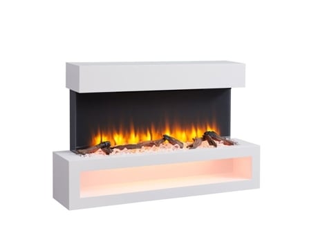 Lareira elétrica Balderia Nikos 2000W com efeito de chama 3D branca