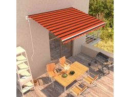 Vidaxl Toldo Retrátil Automático 400x300 Cm Laranja E Castanho