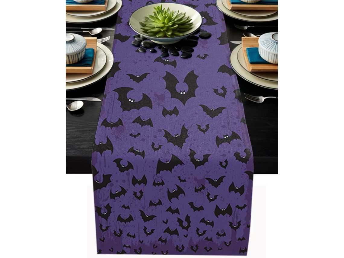 Guardanapo De Reserva Com Padrão De Morcego Preto, Toalha De Mesa De Algodão E Linho Antiderrapante, Decoração De Cozinha Ecológica Para Festas Intern