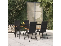 Pcs Conjunto De Jantar P/ Jardim Vime Pe Preto E Castanho Dkd Home Decor