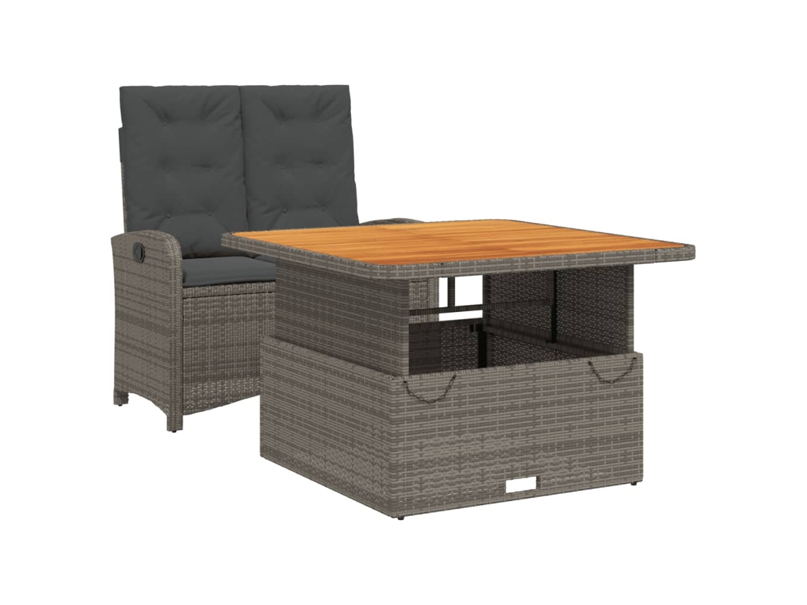 Conjunto de 2 Jantares para Jardim com Almofadões Vime Pe Cinza MAISON EXCLUSIVE