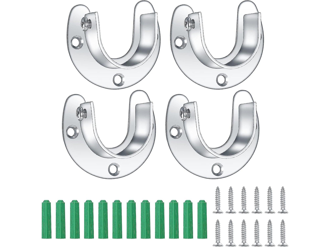 4 suportes de barra de armário inox 25mm S/MARCA