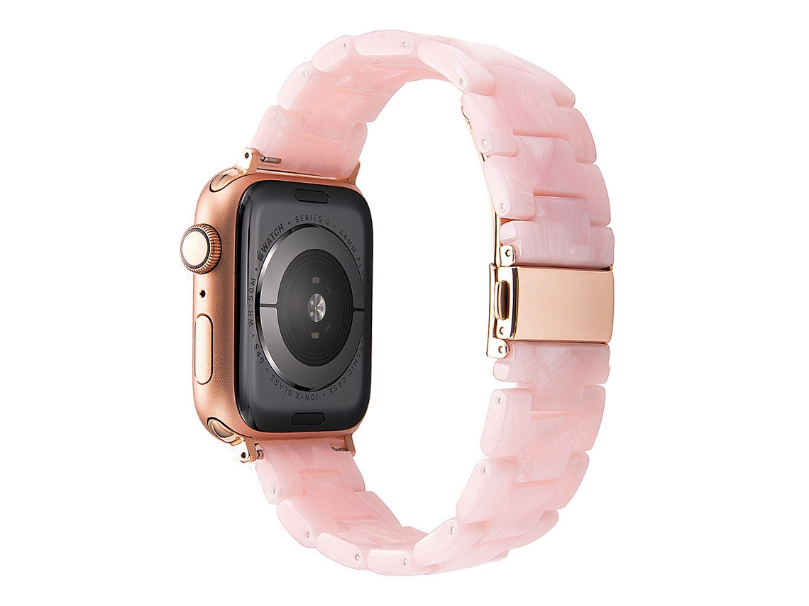 Pulseira De Resina 20mm Rosa Pérola Iridescente, Cerâmica Transparente, Compatível Com Apple Watch 10-ultra Se, Samsung