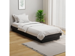Vidaxl Estrutura Cama Pequena Solteiro 75x190 Cm Madeira Maciça Cinza