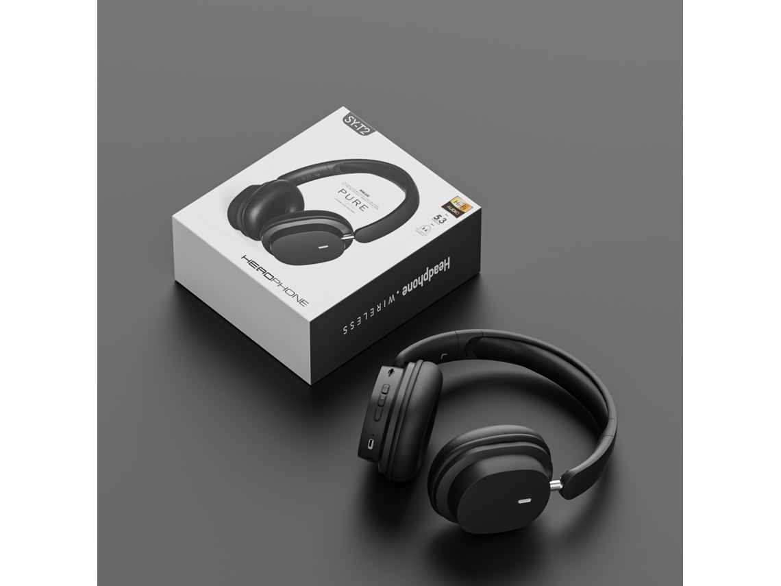 Fone de Ouvido Bluetooth compatível com Bluetooth, estilo supra auricular, plugue dobrável, baixa latência MDUG (preto)