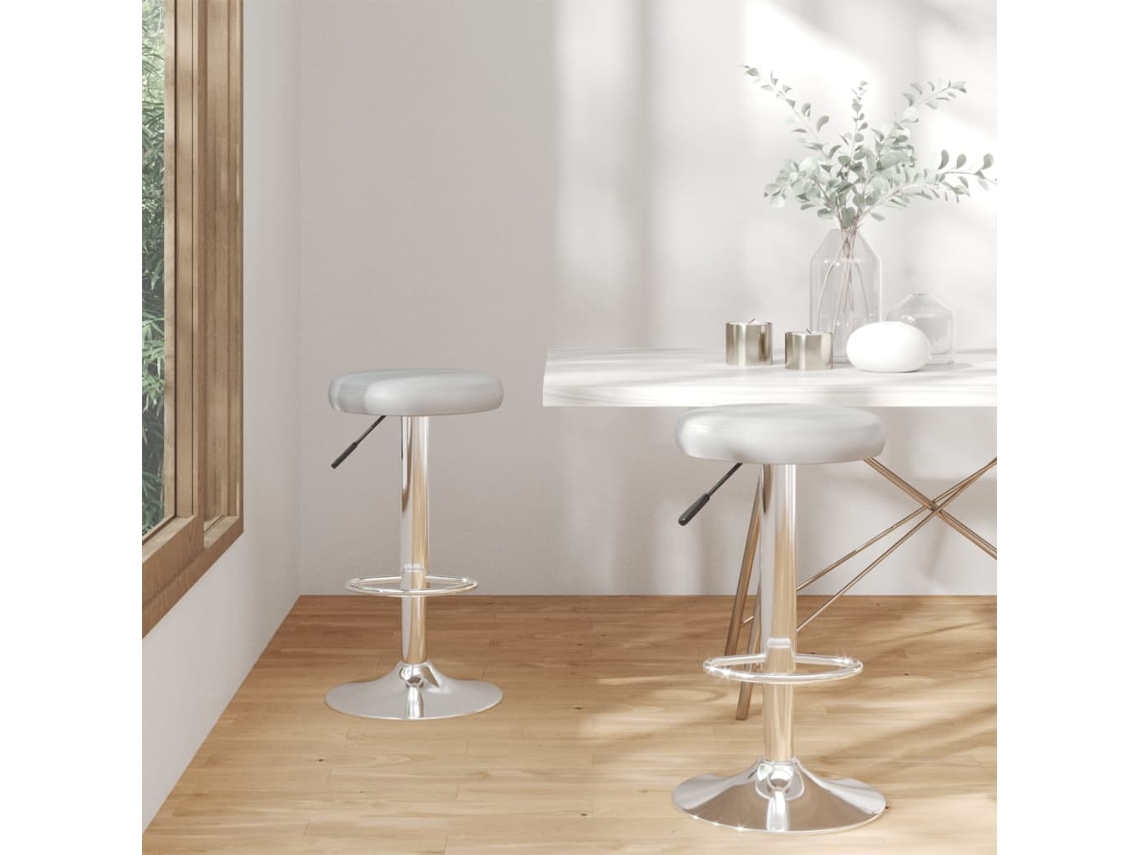 Vidaxl Bancos de Bar 2 Pcs Couro Artificial Cinzento