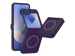 Capa Para Samsung Galaxy Z Flip 7 Dobradiça Sem Fios Roxo Escuro Czhhmart