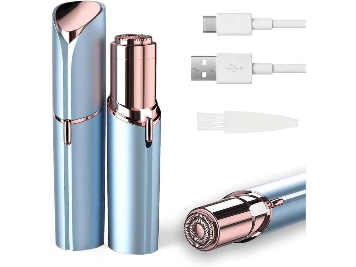 Depilador Facial Elétrico Indolor Para Mulheres, Removedor De Pelos Faciais Para Rosto, Buço E Queixo, Recarregável Via Usb, Azul.