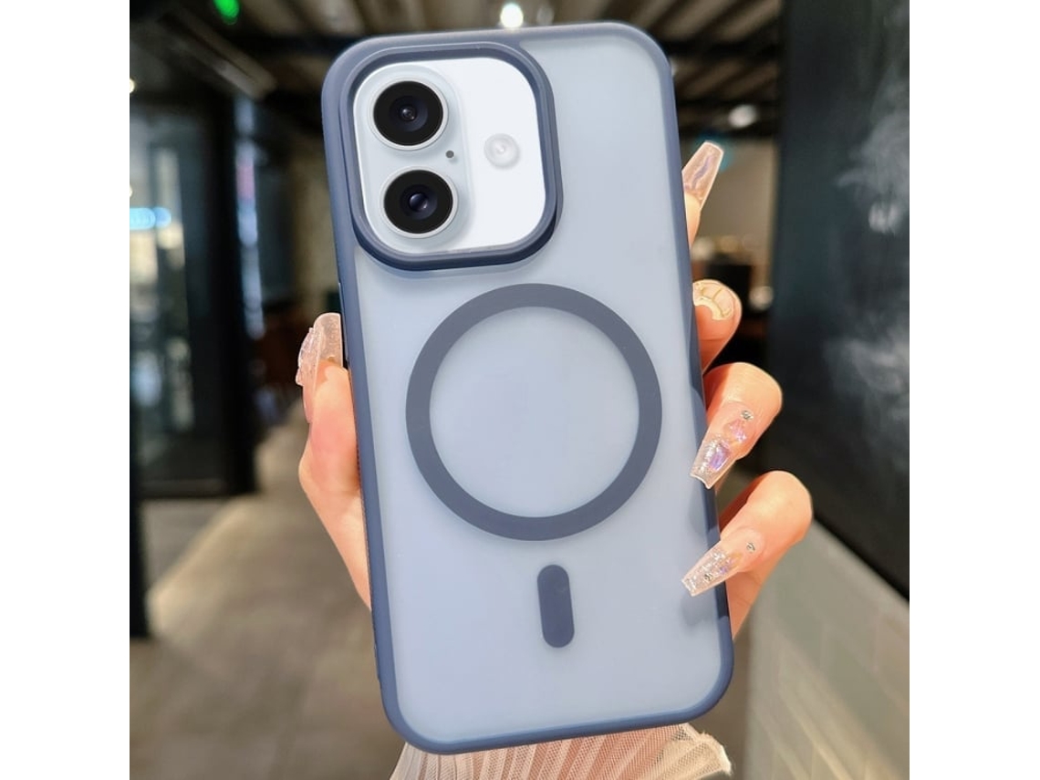 Capa Transparente Híbrida Para Iphone 16 Plus - Tpu E Pc Com Magsafe - Azul