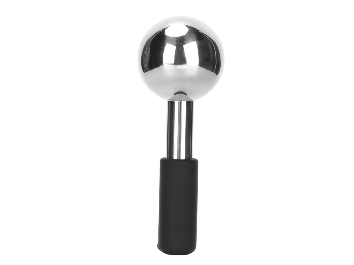 Globo De Gelo Facial De Acero Inoxidable Dorado Com Manuseio Preto: Refresca, Alivia, Tira, Contrai Poros, Reduz Inchaço E Inflamação