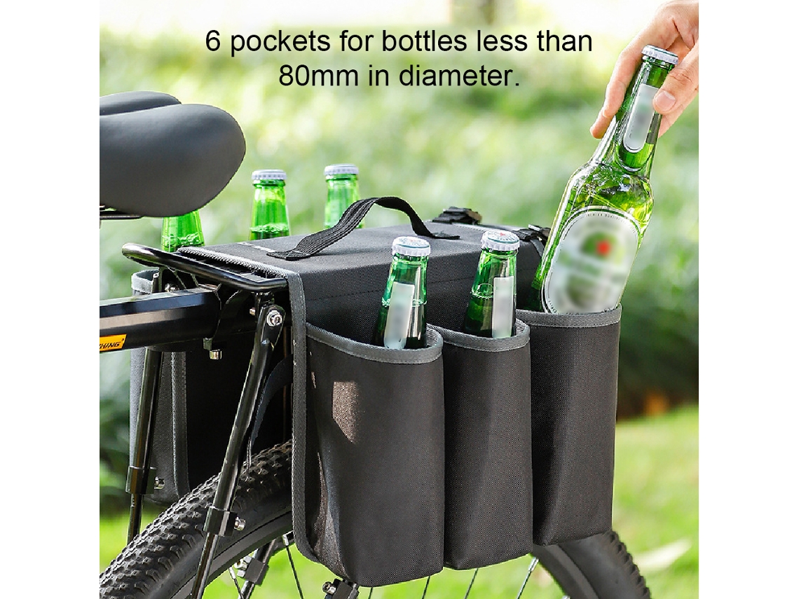 Bolsa Para Garrafas De Água Para Banco Traseiro De Bicicleta Com 6 Bolsos Isolante Portátil