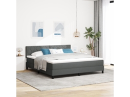 Cama Box Com Colchão Led Cinza Escuro 180x200 Cm Tecido