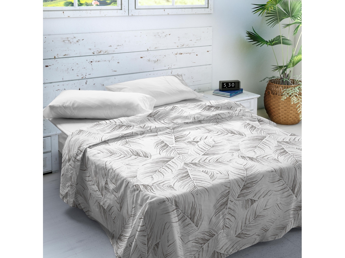 Conjunto de Lençóis SANDAL Impressos Cama 2 Peças 135 Algodão Acanto Stone